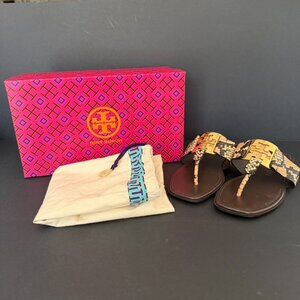 Tory Burch Georgia Leather Tong Sandal Pale Desert Size 7.5B